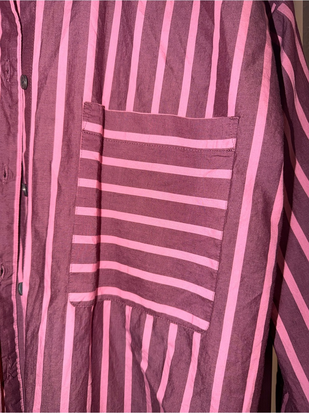 LOFT Mauve and Pink Striped Button-Down Shirt - Picture 4 of 8